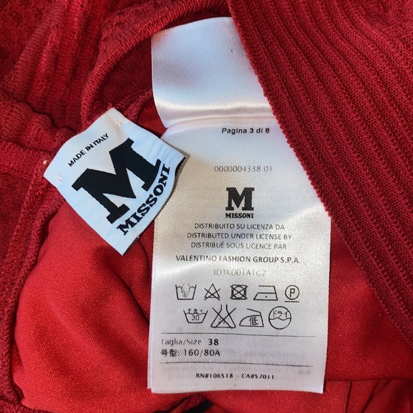 Missoni Red Crochet Lace Knit Surplice Criss-Cross Back A-Line Dress 38 - Picture 7 of 9